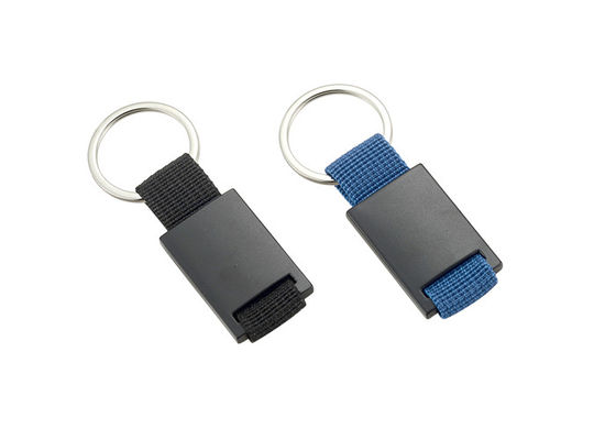 حامل سلسلة مفاتيح معدني مستطيل النقش بالليزر هدية تذكارية من القماش