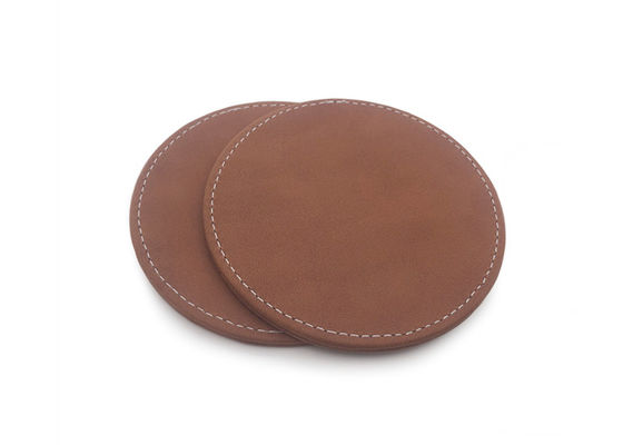 أكواب مشروبات بشعار Debossed مع شعار PU Leather Brown Pantone